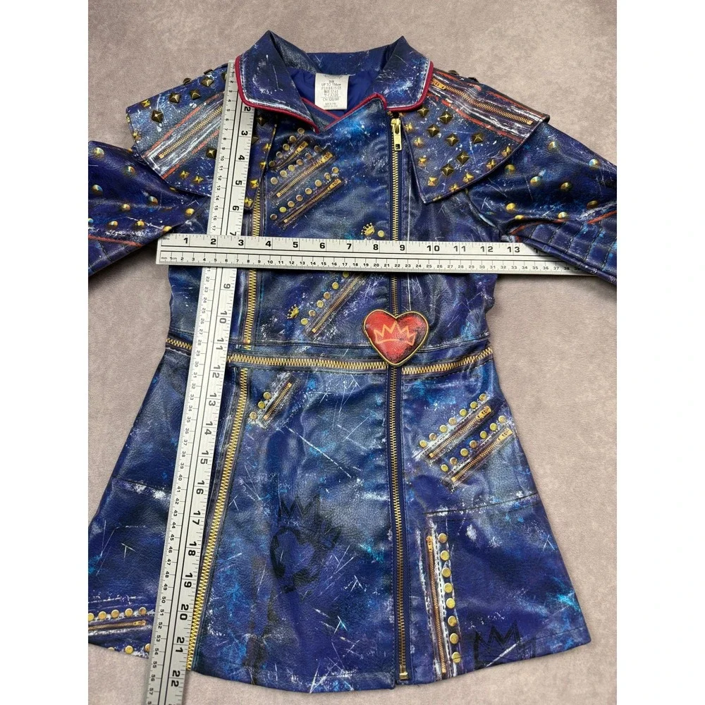Disney Store Descendants 2 Mai Jacket Kids‎ 5/6 Blue Faux Leather Studded Moto - Picture 3 of 16